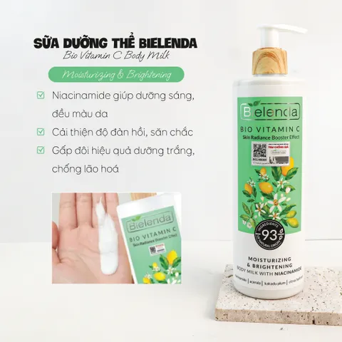 Sữa dưỡng thể trắng da Bielenda Bio Vitamin C bảo vệ da toàn diện White Conc Chai 250ml/400ml