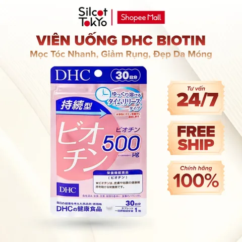 Viên Uống DHC Biotin Nhật Bản Mọc Tóc Nhanh, Giảm Rụng, Đẹp Da Móng (30 Viên/ 30 Ngày)