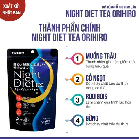 Trà Night Diet Tea Orihiro White Conc Nhật Bản