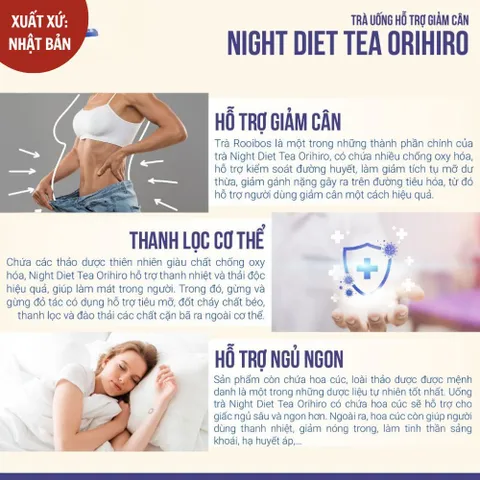 Trà Night Diet Tea Orihiro White Conc Nhật Bản