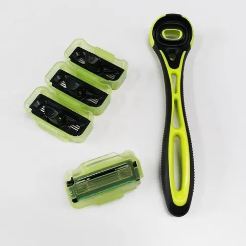 Dao cạo râu Kai Xfit 5 blade White Conc Nhật xanh lá có 4 đầu thay và nắp nhựa bảo vệ (hộp dài)