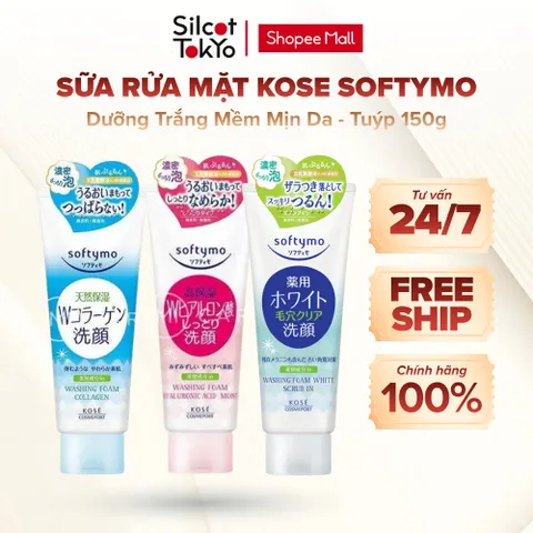 Sữa Rửa Mặt Kose Softymo Dưỡng Trắng Mềm Mịn Da White Conc Nhật Bản Tuýp 150g/ 190g
