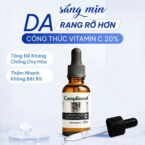 Serum Dưỡng Da Compliment Vitamin C 20% Cấp Ẩm Và Phục Hồi Da, Dưỡng Da Trắng Sáng, Mờ Thâm 27ml