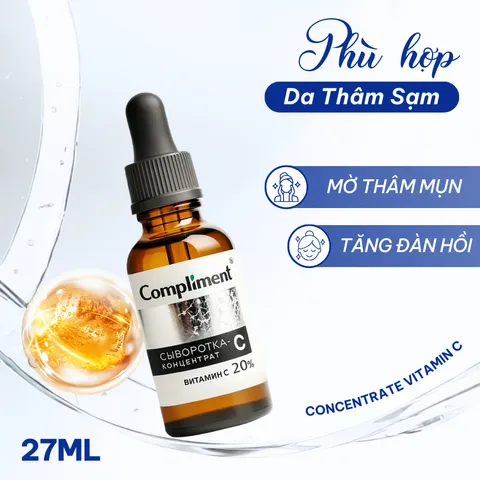 Serum Dưỡng Da Compliment Vitamin C 20% Cấp Ẩm Và Phục Hồi Da, Dưỡng Da Trắng Sáng, Mờ Thâm 27ml