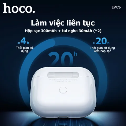 Tai nghe không dây Hoco EW76, Bluetooth 5.4, kết nối nhanh, ổn định , sử dụng liên tục 4h (P130433)