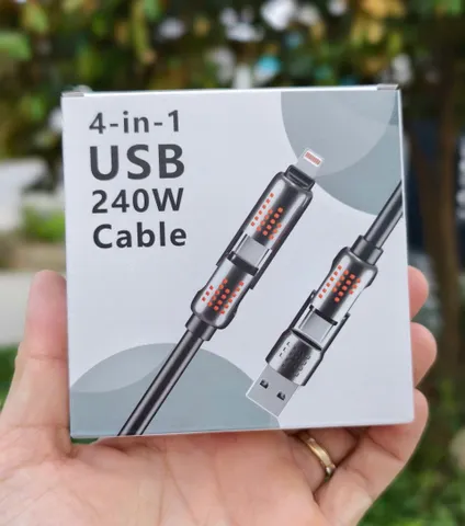 Cáp sạc đa năng 240W 4in1 SJX chiều dài 1.2m, có Led RBG, Fullbox (P130291)