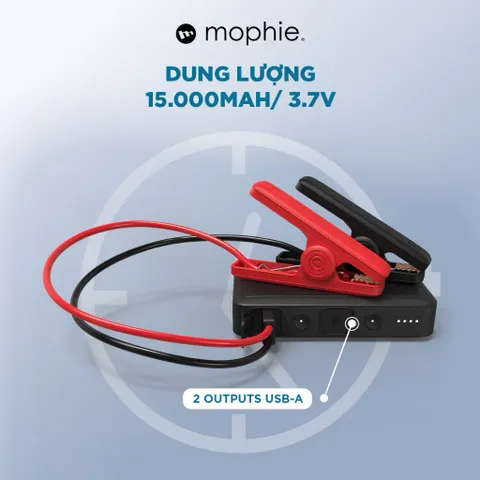 Pin dự phòng 15000mAh hãng Mophie AC55500, kích bình ắc quy oto, xe máy, cổng AC( hộp trắng) (P130211)