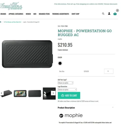 Pin dự phòng 15000mAh hãng Mophie AC55500, kích bình ắc quy oto, xe máy, cổng AC( hộp trắng) (P130211)