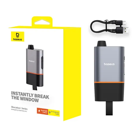 Dụng Cụ Búa Thoát Hiểm Khẩn Cấp 3 Trong 1 Có Đèn LED Hiệu Baseus SharpTool Series (P130202)
