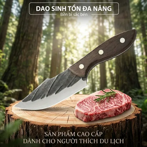 Dao thái, chặt đa năng, siêu sắc, cán gỗ tự nhiên. Phù hợp cắm trại, camping (P130176)