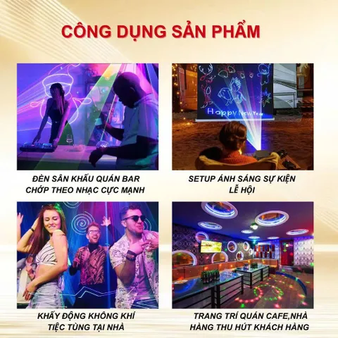Đèn Sân Khấu Laser Vịt V8 CHILNEXX by THT Đèn Nháy Theo Nhạc Điều Khiển App và Remote cho quán bar.. (P129777)