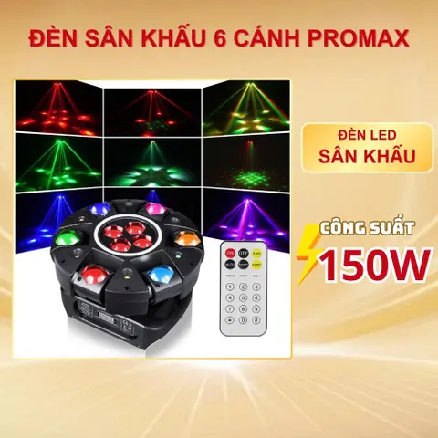Đèn Sân Khấu Moving 6 Cánh Promax THT nâng cấp phiên bản mới nhất 2026 đèn xoay chớp theo nhạc .... (P129774)