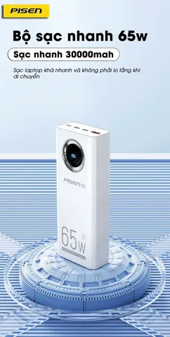 Sạc dự phòng PISEN Pro Digital PowerLap 65W - 30.000mAh (hàng new no box) (P129435)
