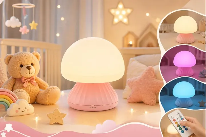 Đèn ngủ nấm VAVOFO - RGB đổi màu, cảm ứng + điều khiển, tích pin tiện lợi, đa chức năng - VỎ XẤU (P129419)