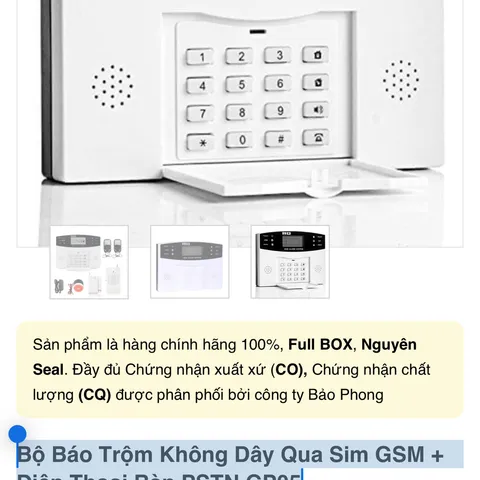 Bộ Báo Trộm Không Dây Qua Sim GSM + Điện Thoại Bàn PSTN GP05 (P129316)
