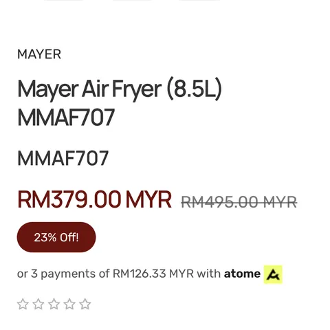 Nồi chiên không dầu Mayer sản xuất malaisia. (P128623)