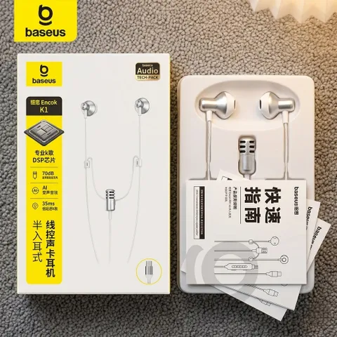 [Kho MĐ + LB] Tai nghe dây chân Type C BASEUS ANCOK - K1, dùng được iP17, có Mic, hát karaoke online (P127860)