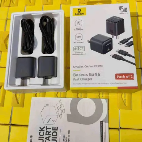 Combo 2 bộ sạc C-C Baseus GaN6 45w - 2 củ + cáp C–C 60W, nhanh - gọn - tiện lợi (P127626)