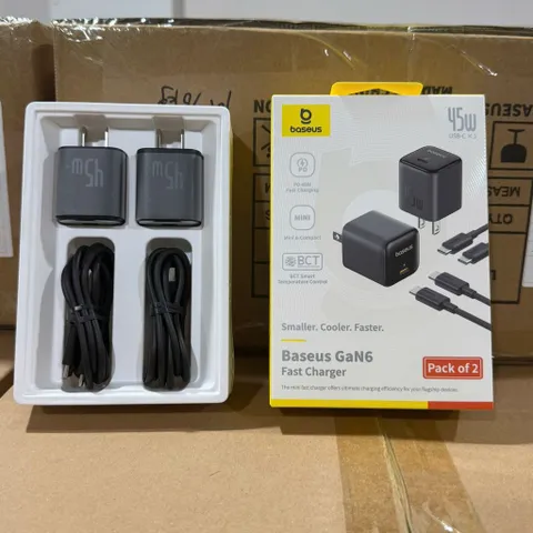 Combo 2 bộ sạc C-C Baseus GaN6 45w - 2 củ + cáp C–C 60W, nhanh - gọn - tiện lợi (P127626)