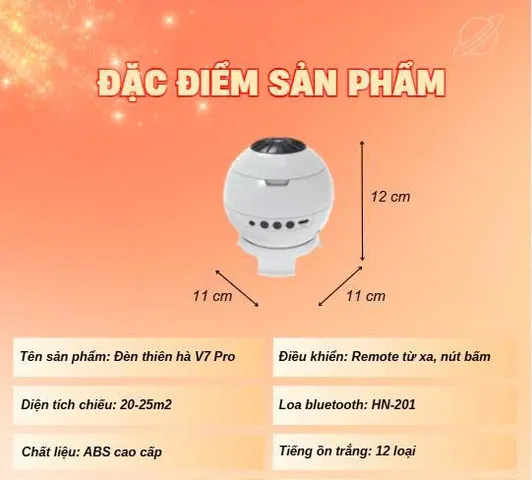 Đèn Thiên Hà V7 Pro THT DECOR Đèn Chiếu Vũ Trụ Kết Nối Bluetooth Nhạc Trắng Đèn V7 (P127619)