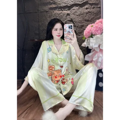 (45-62kg) Pijama cổ truyền thống phối ren