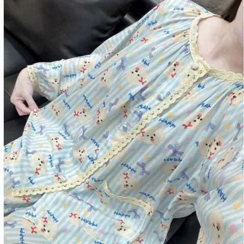 (40-60kg) Bộ ngủ tiểu thư hoạ tiết xinh