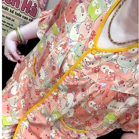 Bộ ngủ Tay loe quần dài tole