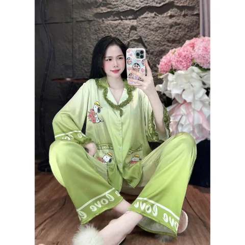(45-62kg) Pijama cổ truyền thống phối ren