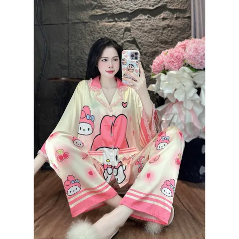 (45-62kg) Pijama cổ truyền thống phối ren