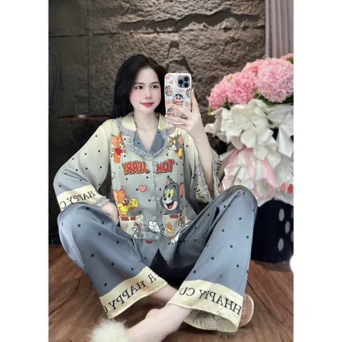 (45-62kg) Pijama cổ truyền thống phối ren