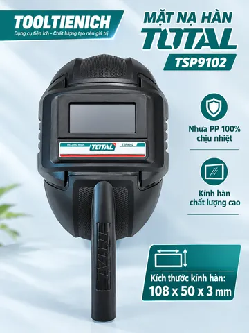 Mặt Nạ Hàn Total TSP9102 – Nhựa PP Chịu Nhiệt, Kính Hàn 108×50×3mm