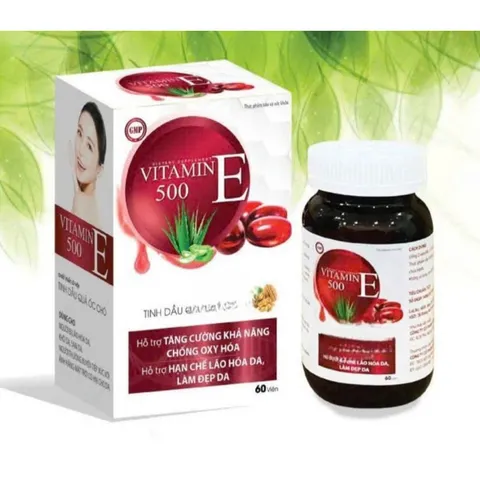 Vitamin E 500, E đỏ tinh dầu quả óc chó Vitamin E đỏ tinh dầu thông đỏ, lô hội, hoa anh đào chống oxy hóa lão hóa viên