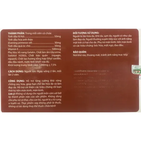 Vitamin E 500, E đỏ tinh dầu quả óc chó Vitamin E đỏ tinh dầu thông đỏ, lô hội, hoa anh đào chống oxy hóa lão hóa viên