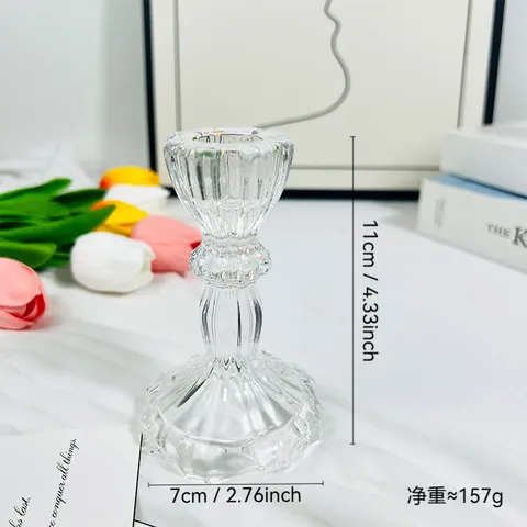 Chân Nến Thủy Tinh Phong Cách Châu Âu Màu Hổ Phách Đế Nến Trang Trí Tiệc Cưới Giá Đỡ Nến Trang Trí Phòng Chụp Ảnh