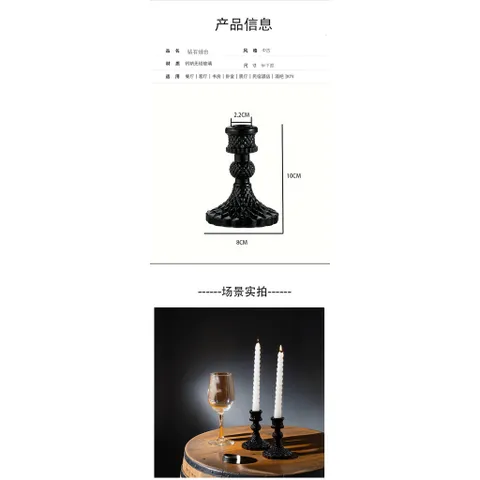 Đế Nến Trung Cổ Màu Đen Sáng Tạo Chân Nến Thủy Tinh Chân Cao Trang Trí Bàn Ăn Giá Đỡ Nến Làm Đạo Cụ Trang Trí Phòng Chụp