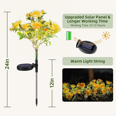 Đèn năng lượng mặt trời hoa cẩm chướng Đèn Trang Trí Tết 2025 Đèn trang trí năng lượng mặt trời Đèn trang Trí sân Vườn