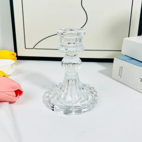 Chân Nến Thủy Tinh Phong Cách Châu Âu Trong Suốt Đế Nến Trang Trí Tiệc Cưới Giá Đỡ Nến Trang Trí Phòng Chụp Ảnh