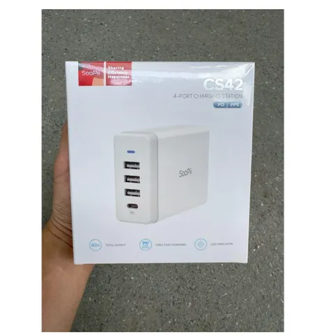 Trạm sạc USB SooPii 40W - Trạm sạc USB 4 cổng với một cổng QC 3.0 cho nhiều thiết bị (P125097)