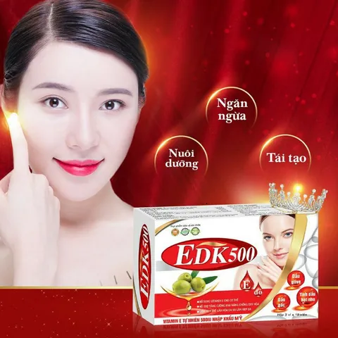 Vitamin E Đỏ EDK500 – Hỗ Trợ Làm Đẹp Da, Chống Oxy Hóa, Dưỡng Sáng, Làm Chậm Lão Hóa Da, Hộp 30 Viên