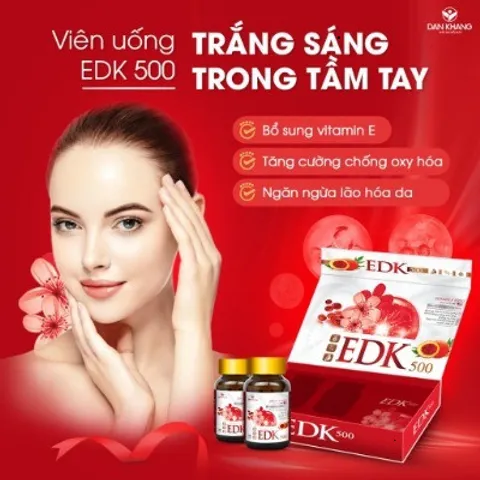 Vitamin E Đỏ EDK500 – Hỗ Trợ Làm Đẹp Da, Chống Oxy Hóa, Dưỡng Sáng, Làm Chậm Lão Hóa Da, Hộp 30 Viên