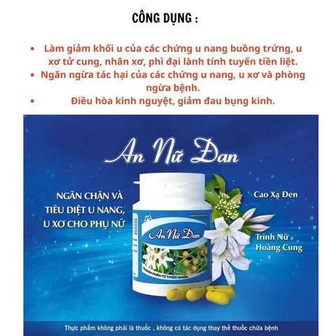 An Nữ Đan hỗ trợ giảm u xơ tử cung chai 60v
