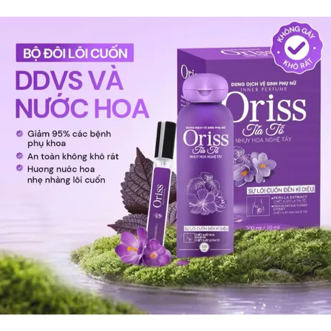 Set Sản Phẩm Chăm Sóc Vùng Kín Oriss Dành Cho Nữ: 1 Dung Dịch Vệ Sinh Nữ Tía Tô 200ml + 1 Nước Hoa Vùng Kín 10ml