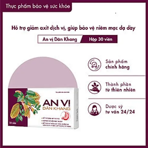 Viên An Vị Dân Khang – Hỗ Trợ Dạ Dày Khỏe, Giảm Trào Ngược, Cải Thiện Rối Loạn Tiêu Hóa, Hộp 30 Viên