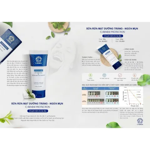 Sữa Rửa Mặt Ngừa Mụn, Dưỡng Trắng Chuyên Biệt Cho Da Dầu C-Renew - Giúp Giảm Mụn Và Cải Thiện Làn Da