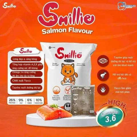 Thức ăn hạt cho mèo Smillie vị cá hồi gói 1kg