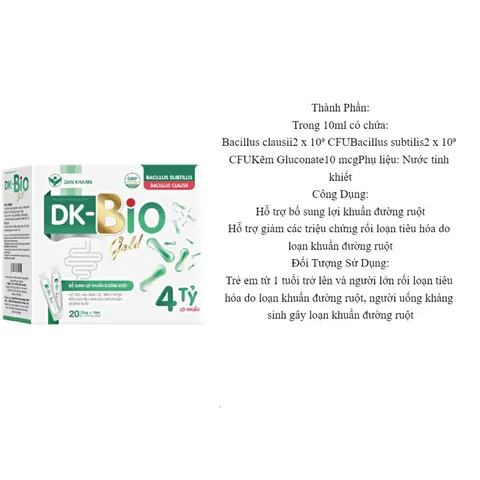 Hộp 20 Ống Uống DK BIO GOLD Hỗ Trợ Bổ Sung Lợi Khuẩn Đường Ruột 4 tỷ lợi khuẩn