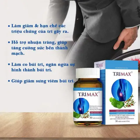 iên Uống Trimax Cho Người Bị Trĩ – Hỗ Trợ Vùng Hậu Môn, Giúp Tăng Cường Thành Mạch, Hộp 30 Viên