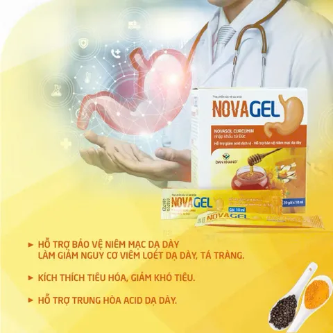 Gel Dạ Dày NOVAGEL Dân Khang – Phù Hợp Người Trào Ngược, Bảo Vệ Niêm Mạc, Êm Dịu Dạ Dày, Hộp 20 Gói