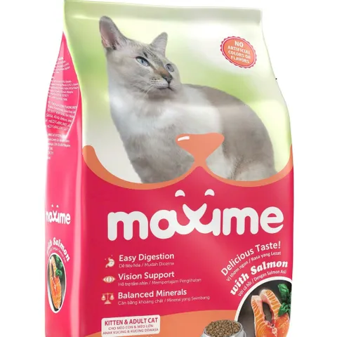 Thức ăn mèo con & mèo lớn vị cá hồi Maxime - Hạt cho mèo mọi độ tuổi gói 1,2kg