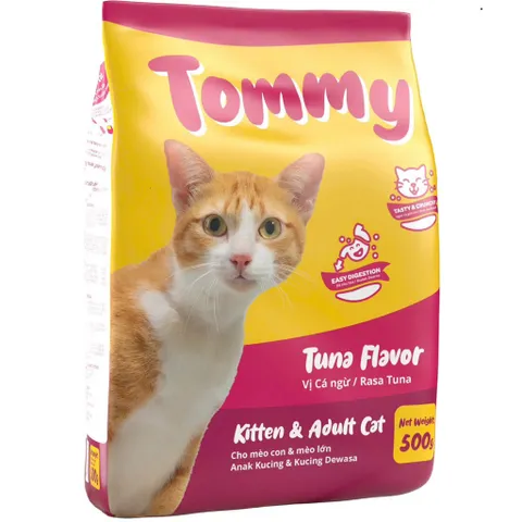 Combo 2 gói thức ăn hạt cho mèo vị cá ngừ Tommy (2 gói x 500g)